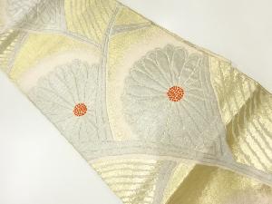 アンティーク　変わり花青海波模様織出し袋帯（材料）